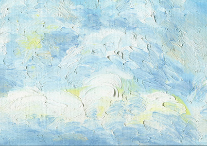 白色空气云的粗糙纹理。油画