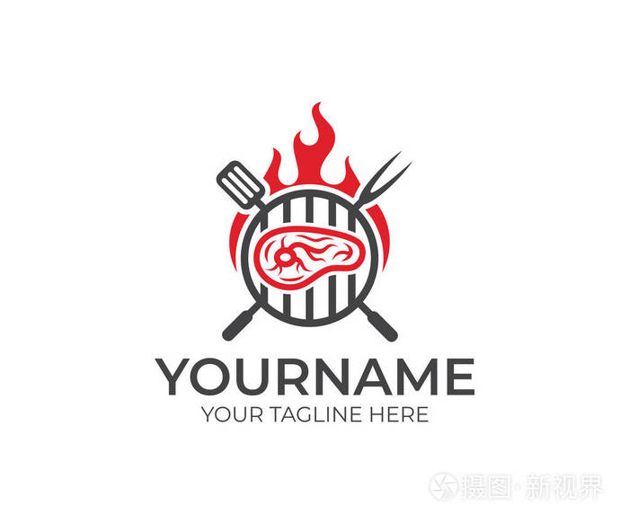 烧烤和肉用叉子和刮刀矢量