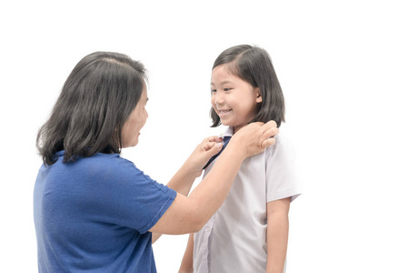 母亲穿制服的学生她的女儿