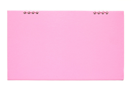 粉红色空白桌面日历上孤立的白色背景