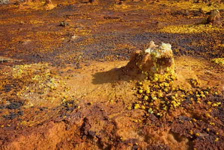 Dallol, 达纳吉尔凹地抑郁症, 埃塞俄比亚。地球上最热的地方