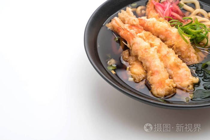 乌冬面拉面配虾天妇罗