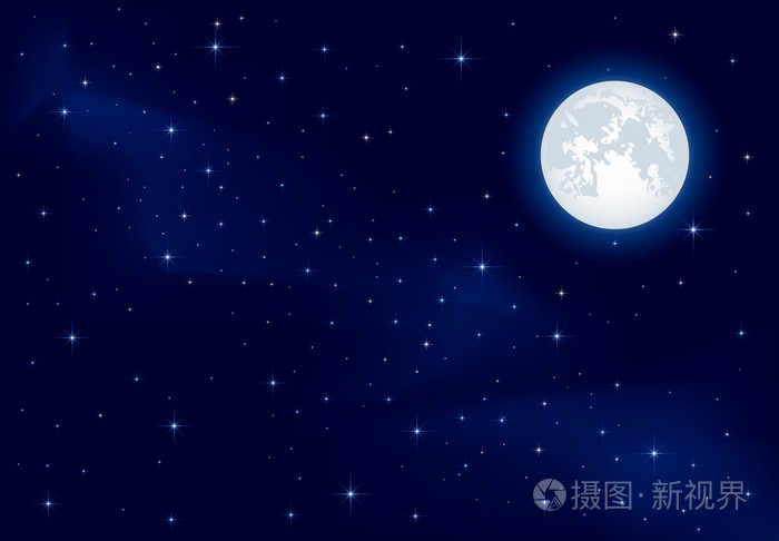 繁星点点的天空和月亮