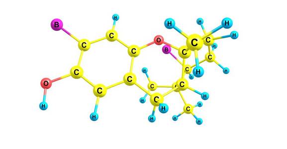 Cymobarbatol 分子结构在白色背景下的分离