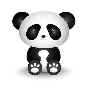 可爱的熊猫卡通黑白相间