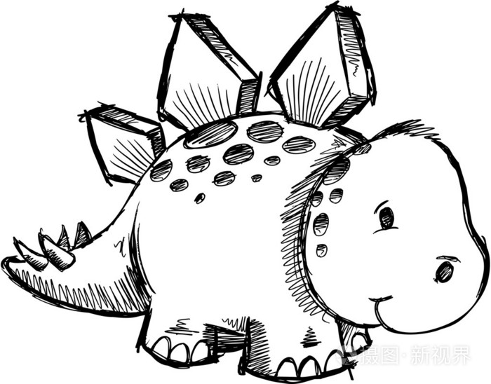 剑龙恐龙素描涂鸦
