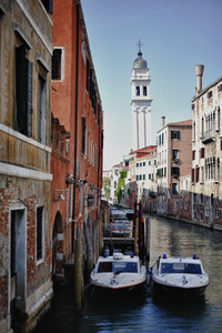 在意大利的威尼斯城的典型场景
