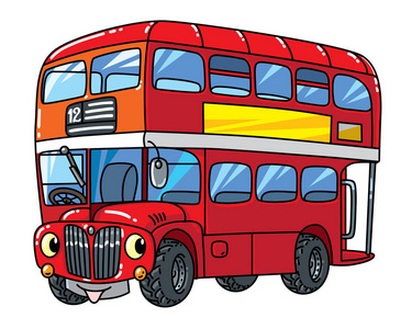 滑稽的小伦敦公共汽车与眼睛