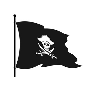 在白色背景上的黑色海盗旗