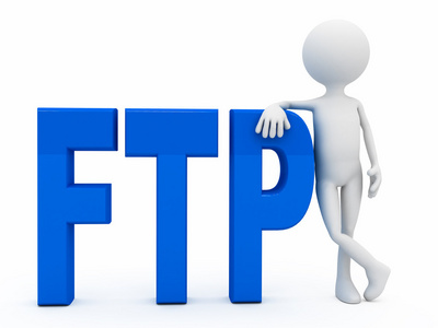 附近的信件 ftp 在白色背景 3d 人