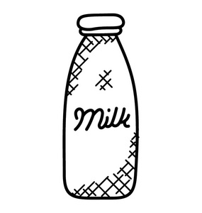 玻璃奶瓶手绘草图图标