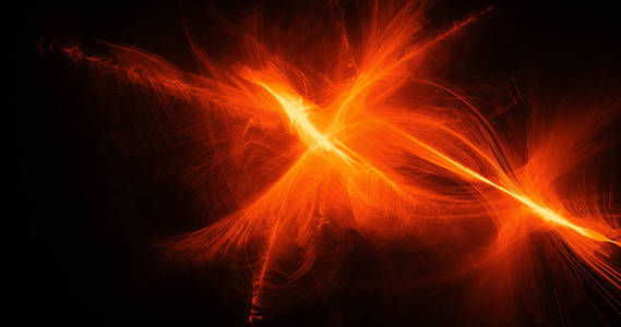橙色抽象线曲线粒子背景