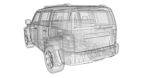 透明的 Suv 与简单的身体直线。3d 渲染