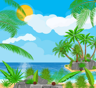 海滩棕榈树景观
