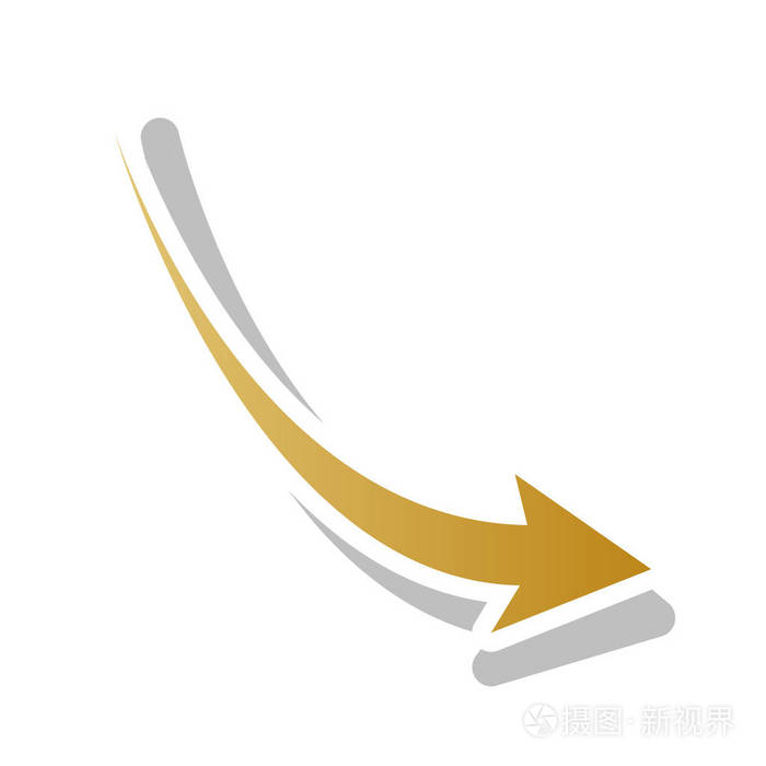 箭头符号下降.向量.金色渐变图标与白色 co