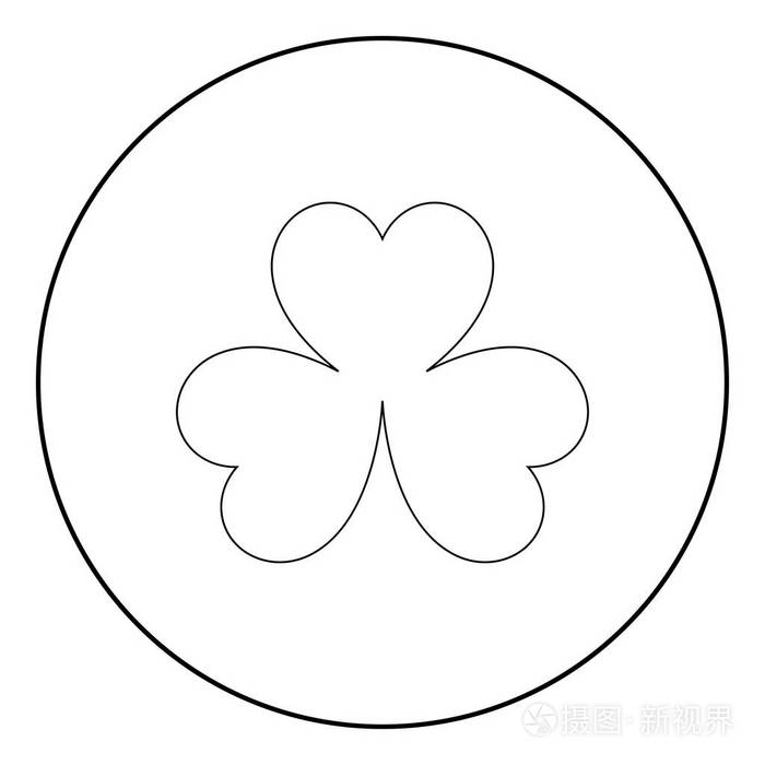 三叶草它是黑颜色图标在圈子或圆