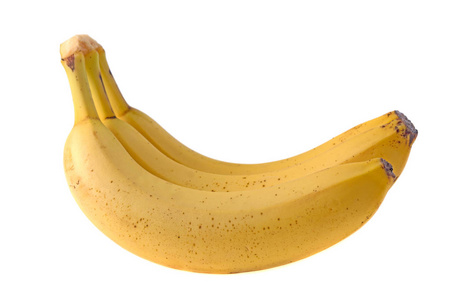 孤立在白色背景上的三个黄色香蕉