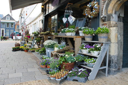 在 gorinchem 中的鲜花店。荷兰