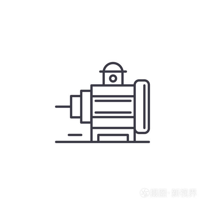 工业电机线性图标概念.工业电机线矢量符号 符号 插图