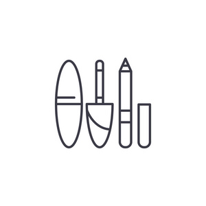 化妆铅笔线性图标概念。化妆铅笔线矢量符号, 符号, 插图