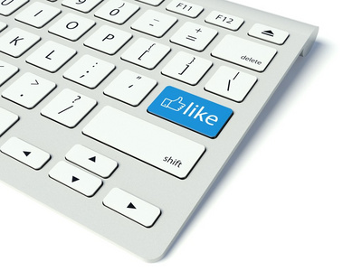 键盘和按钮，社会网络概念像蓝色