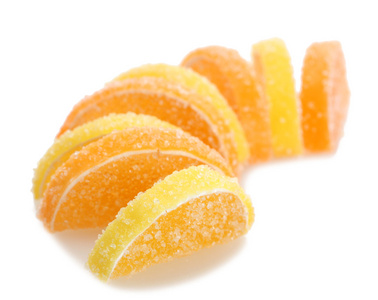 橙色果冻糖果白隔离