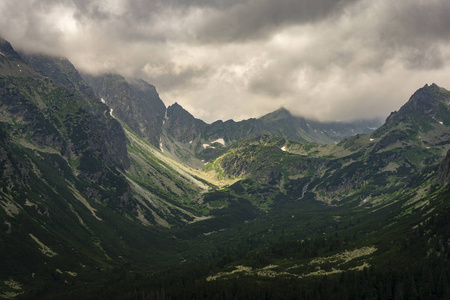 Mengusovska 山谷的山峰。Tatra 山。斯洛伐克