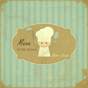 复古菜单卡设计与厨师