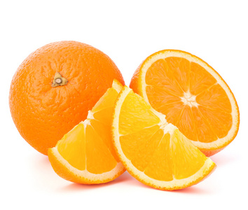 整个橙色水果和他段或 cantles