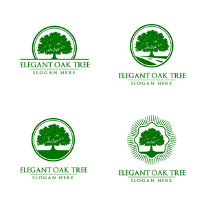 绿色橡树矢量标志设计