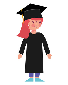 毕业服装和帽子的学校女孩图片