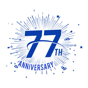 77年蓝色周年纪念标志与烟花