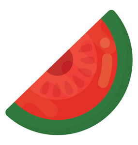半片红色和绿色成熟的水果, 表示西瓜切片的图标