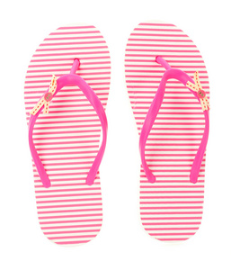 孤立在白色的粉红色沙滩鞋