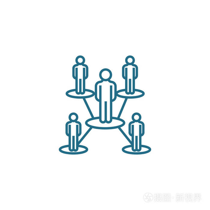 组织结构线形图标概念.组织结构线向量符号, 符号, 插图