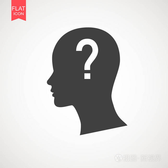 未知的人图标.头部与问号矢量图标为 web 和应用程序