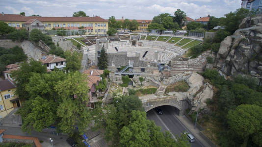 古罗马剧院鸟瞰图, 普罗夫迪夫, 保加利亚
