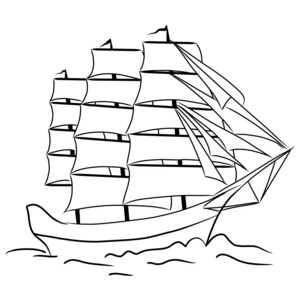 航海帆船的剪影