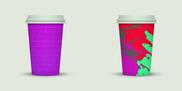 水彩带走咖啡杯创意设计