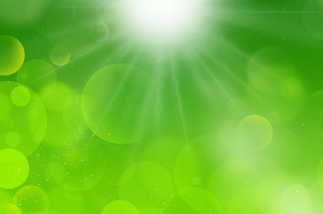 绿色的泡泡背景与阳光 flarium