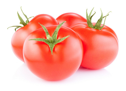在白色背景上孤立的成熟红西红柿