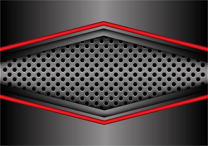 圆网格横幅设计中的红色灰色金属箭头现代未来主义背景向量图解