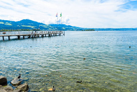 瑞士苏黎世湖 Rapperswil 市欧洲旅游胜地