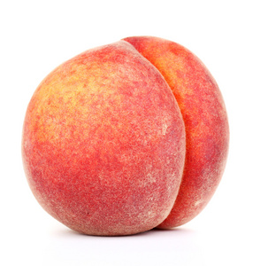 成熟的桃子上白色隔离