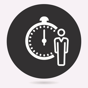 矢量时钟时间图标, 秒表定时器符号。图形和网页设计的简单象形文字