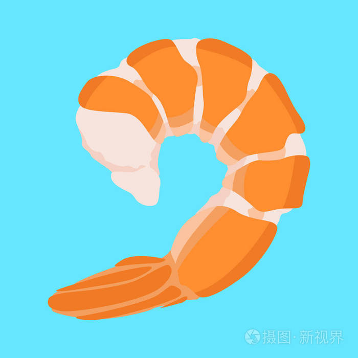 海鲜虾肉矢量插画平型