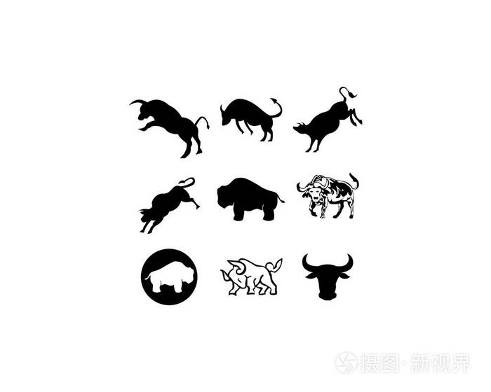 水牛动物标志剪影设置