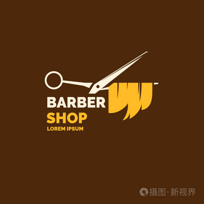 理发店的标志和徽章.切割和造型头发的元素