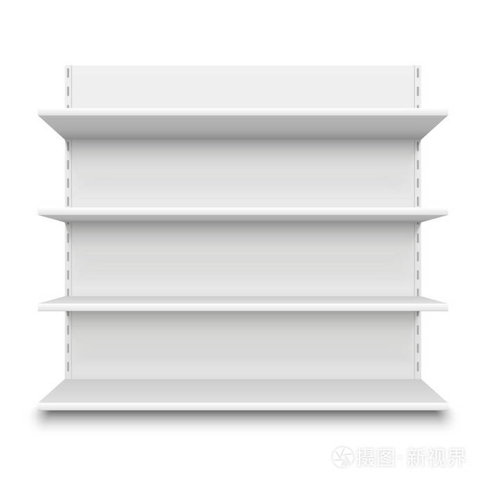 空货架零售商店白色空白货架为商品独立搁架立场向量例证