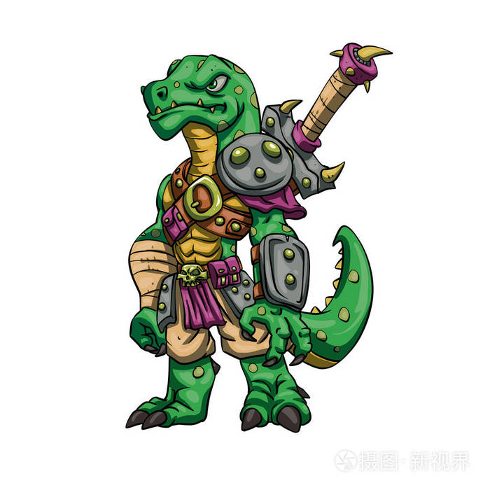 蜥蜴斗士动画片-恐龙战士例证-霸王龙字符